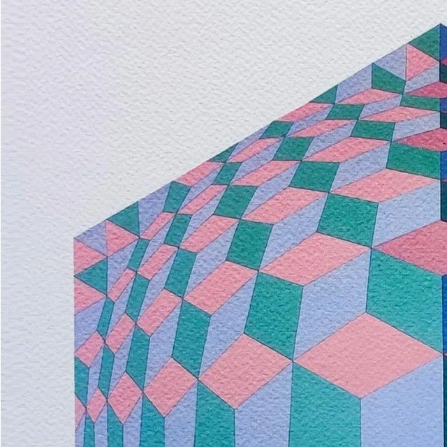 Modern Victor Vasarely, Op Art Composition, 1970s, Lithograph For Sale - Image 3 of 10