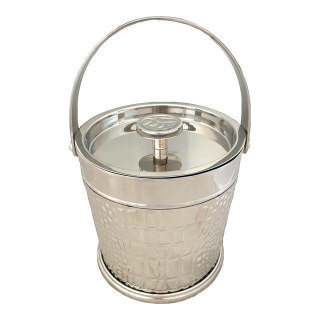 Rare Vintage Ralph Lauren Home Crocodile Repousse Stainless Steel Ice Bucket For Sale