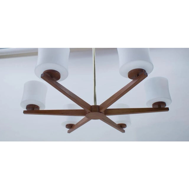 Danish Teak and Opaline Glass Ceiling Lamp, 1960s For Sale - Image 12 of 13