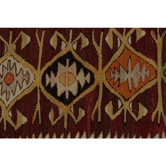 Red 1940s Vintage Konya Kilim in Red, Beige-Brown and Orange Tribal Pattern For Sale - Image 8 of 9