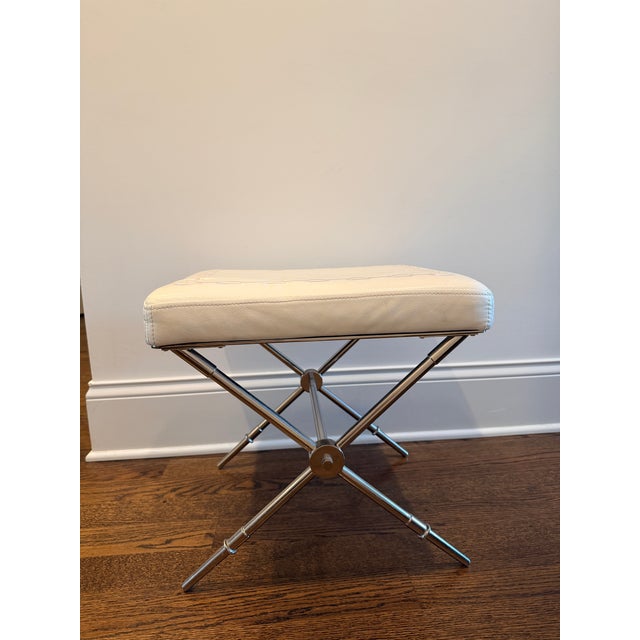 Jonathan Adler Rider X-Bench in White and Polished Nickel For Sale In Chicago - Image 6 of 8