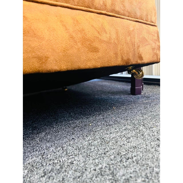 1960s Biscuit Trigger Carmel Ultra Suede Ottomans (Pair)(VINTAGE) For Sale - Image 4 of 7