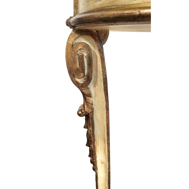 Cream Vintage Italian 20th C Carved & Gilt Venetian Pedestal Table Fern Stand For Sale - Image 8 of 11