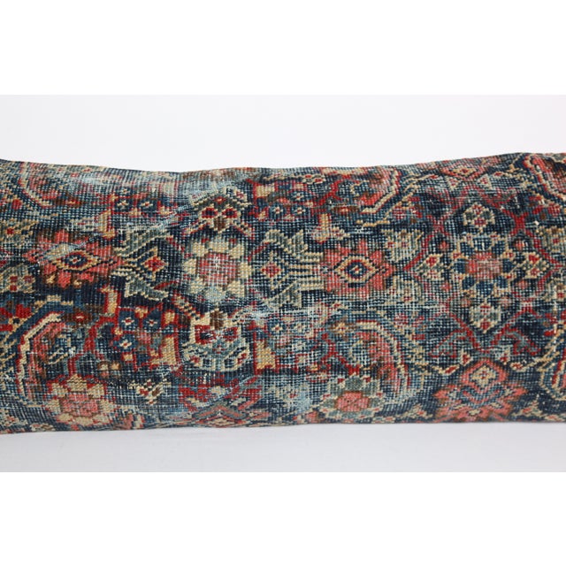 Early 20th Century Antique Navy Blue Persian Rug Pillow Cover -16'' X 44'' For Sale - Image 5 of 11