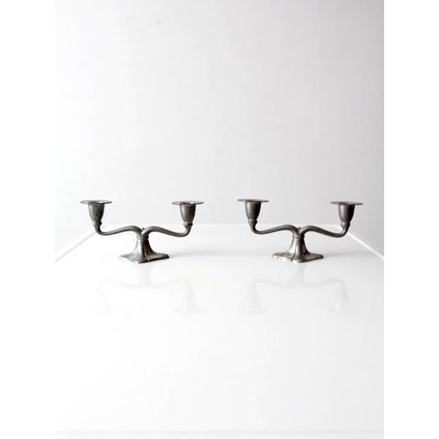 Antique Art Nouveau Double Candlestick Holders Pair For Sale - Image 10 of 11