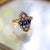 Metal Late 19th Century Victorian 18k Gold Rose Cut Diamond and Sapphire Navette Ring, Size 6.5 For Sale - Image 7 of 8