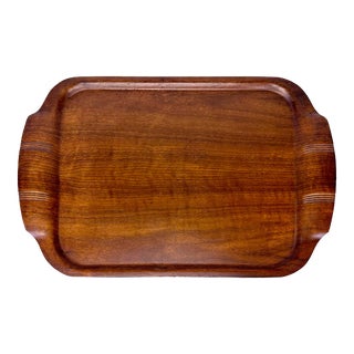 Mid Century Deco Modern Haskelite Molded Teak Serving Tray For Sale