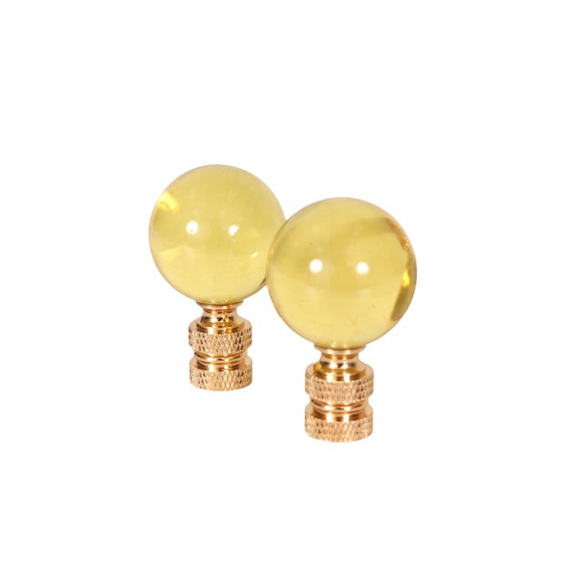 Yellow Glass Ball Lamp Finials a Pair Chairish