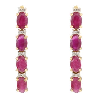 3.45 Ctw Natural Deep Red Ruby Dangle Earrings - 2 Pieces For Sale