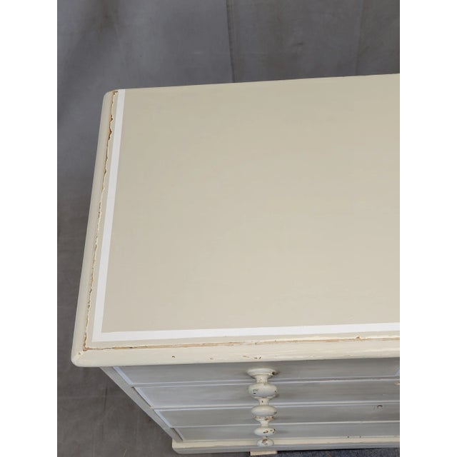 Antique English Edwardian Dresser Chest of Drawers With Old Cream and White Paint For Sale In Denver - Image 6 of 16