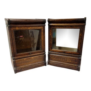 Rare Pair of Macey Half-Stack Barrister Bookcases For Sale