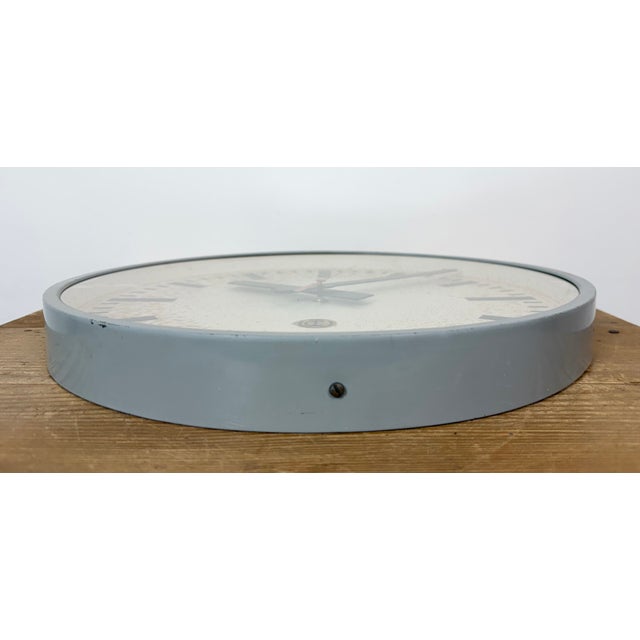 Gray Large Grey Industrial Station Wall Clock from CTW, 1960s For Sale - Image 8 of 18