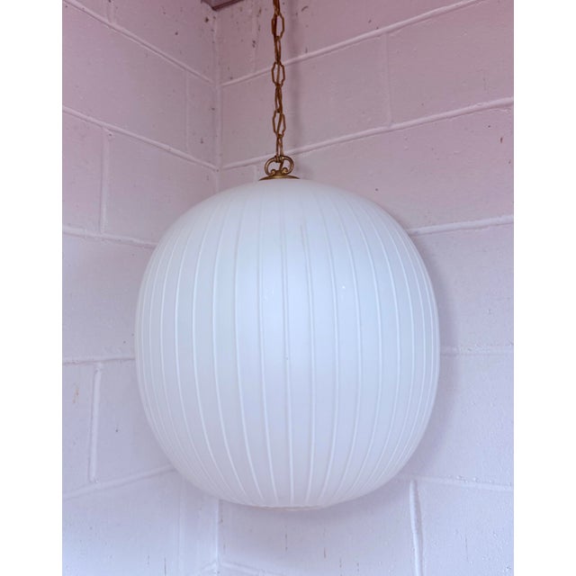 Vintage Mid-Century Modern Bologna Pendant Lamp Aloys F Gangkofner Sphere Opaline Glass 1954 For Sale - Image 11 of 14