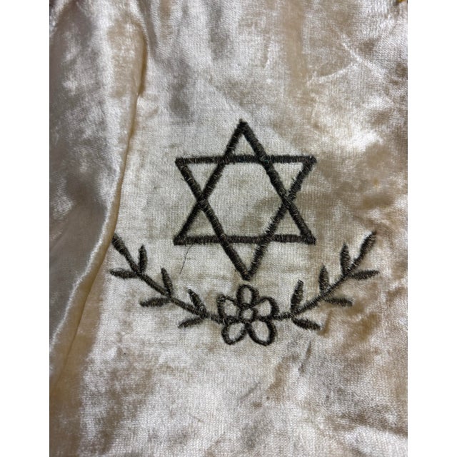 19th Century Rare Antique Hand Embroidered Judaica Jewish Memorial Torah Mantel Scroll Cover For Sale - Image 5 of 6