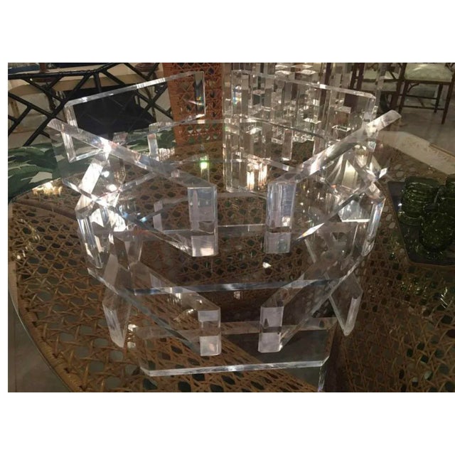 Vintage Hollywood Regency Stacked Octogonal Lucite Coffee Cocktail Table For Sale - Image 4 of 7