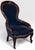 Antique Victorian Walnut Rococo Revival Navy Velvet Parlor Chair This striking nineteenth-century Victorian ladies' parlor...