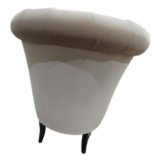 Ebanista Harlow Tufted Lounge Chair - Legs in Dark Walnut Finish For Sale