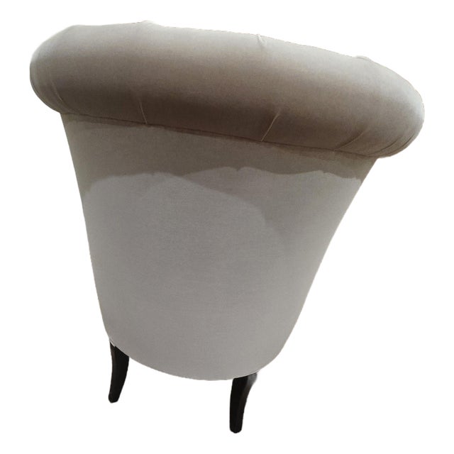 Ebanista Harlow Tufted Lounge Chair - Legs in Dark Walnut Finish For Sale
