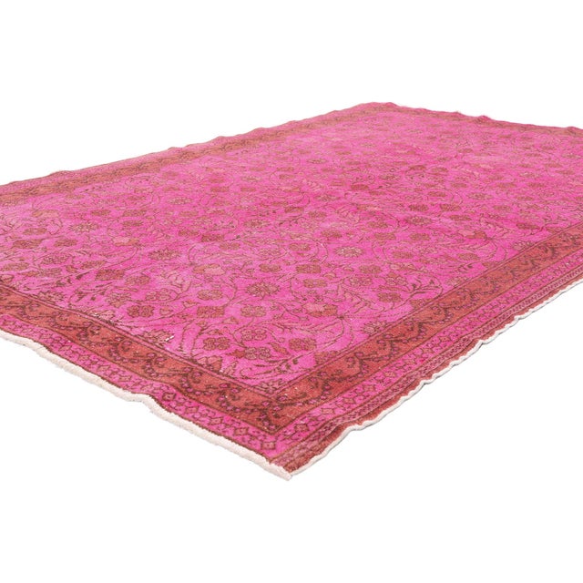 54070 Vintage Turkish Overdyed Sivas Rug, 04'07 x 07'00. The Eternal Bloom: A Vintage Turkish Sivas Masterpiece of Avant-...