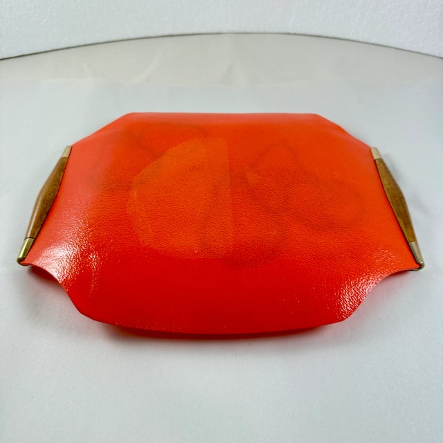 Briard Mandarin Orange Pageant Fruit Glass & Wood Tray, 1964 For Sale - Image 10 of 11