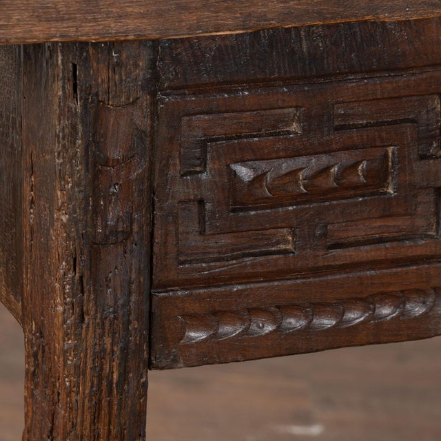 18th Century Rustic Portuguese Chestnut Console Table With Single Drawer For Sale - Image 10 of 18