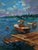 Oil Painting Old Wooden Pier Leading Into the Sea Yuriy Suprunchuk For Sale