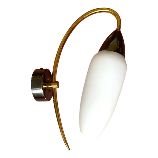 Vintage White Opaline Glass Wall Sconce, 1990s For Sale