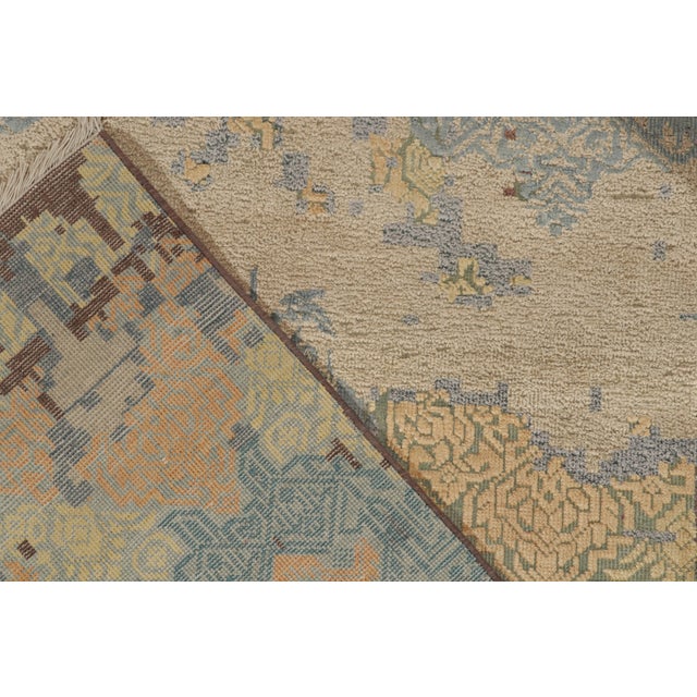Textile Rug & Kilim’s Abstract Runner in Brown, White and Blue Patterns For Sale - Image 7 of 7