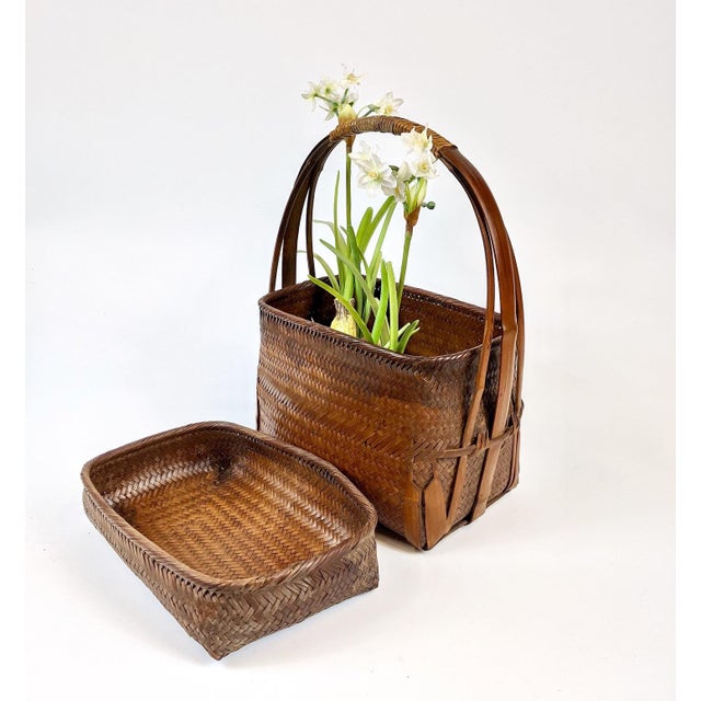 Chinese Antique Chinese Woven Basket For Sale - Image 3 of 7