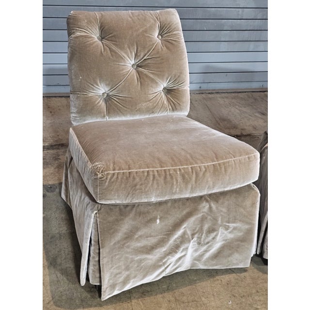 Traditional Pair of Late 20th Century Baker Furniture Slipper Chair Lounge Chair High End Velvet Upholstery For Sale - Image 3 of 10