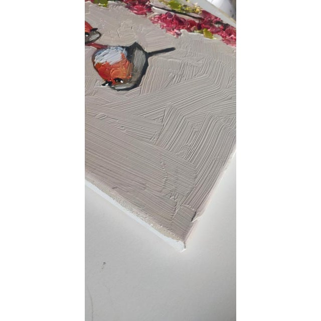 Contemporary Vivek Mandalia, Two Robins, Oil on Canvas For Sale - Image 3 of 4