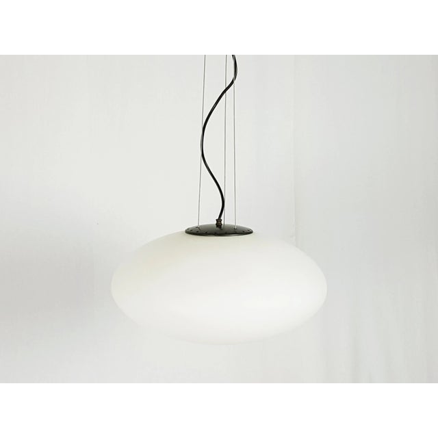 Stilnovo Italian White Opaline Glass Pendant Lamp from Stilnovo, 1960s For Sale - Image 4 of 9
