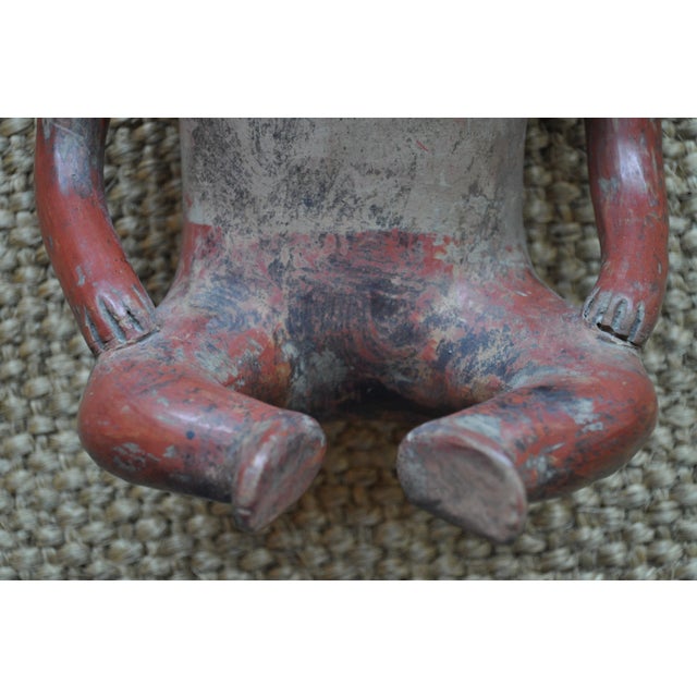 Ceramic Large Vintage Pre Columbian Colima Style Seated Terracotta Figure For Sale - Image 7 of 9