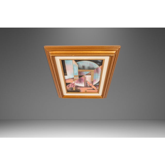 Framed Signed Mid-Century Modern Geometric Abstraction Oil on Canvas Painting by Fred Blassingham, Usa, C. 1980s For Sale - Image 4 of 13