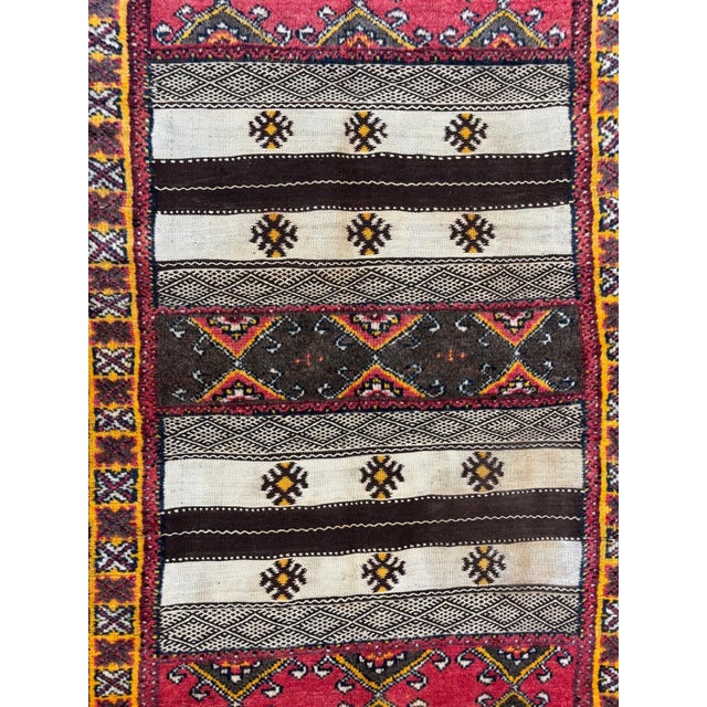 This is an Authentic Wool on wool pile genuine hand made Moroccan rug - The center in woven as kilim and the border as...