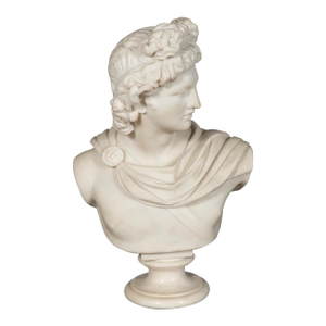 Italian Carrara Marble Bust of the Apollo Belvedere