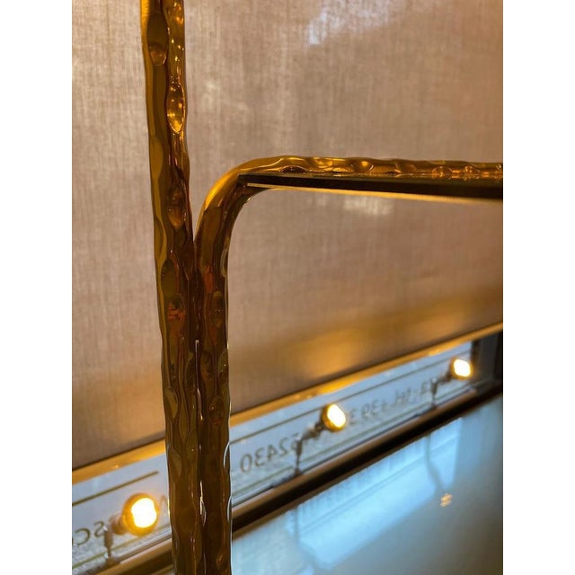 Brass and Smoked Glass Bombe Console Table, 1970s For Sale - Image 8 of 15