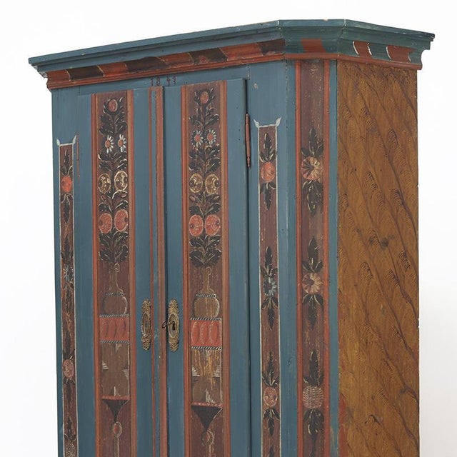 Rustic Farmhouse Folk Art Painted Bridal Cabinet, 1841 For Sale - Image 10 of 13