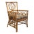 Palecek Rattan Armchair With Custom Leaf Upholstery, Campaign, Coastal, Boho For Sale