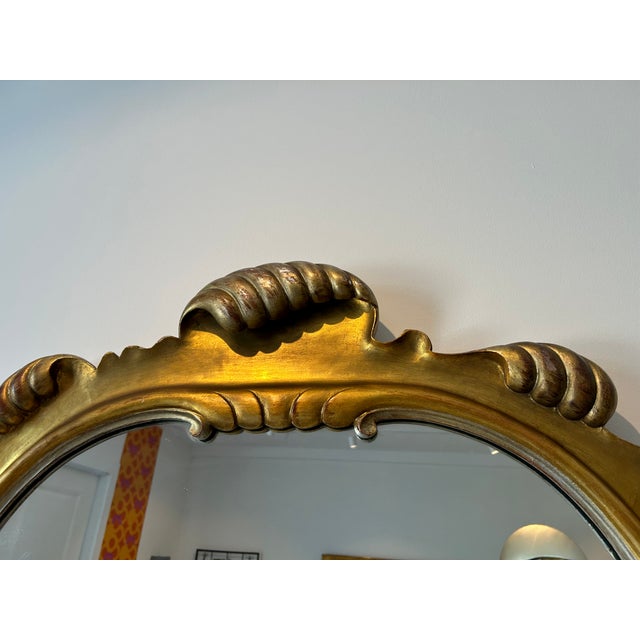 Mid-Century Modern Vintage Gilt and Silvered Wood Wall Mirror For Sale - Image 3 of 10