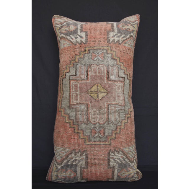 Mid 20th Century Handmade Tribal Soft Tones Rug Pillow Cover -17'' X 32'' For Sale - Image 5 of 14