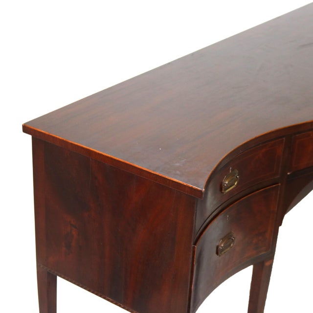 Antique Hepplewhite Flame Mahogany & Satinwood Inlaid & Banded Sideboard C1920 For Sale - Image 12 of 12