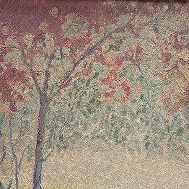 Art Nouveau 1920s Original Fall Celebration Impression Painting Oil on Board, Framed For Sale - Image 3 of 6