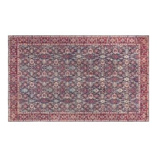 Antique Persian Tabriz Botanic Red, Yellow Handmade Wool Rug For Sale