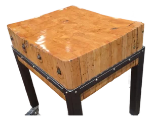 Mid-Century Michigan Maple Block Co. "Southpaw" 10.5- Inch Industrial Butcher Block Island