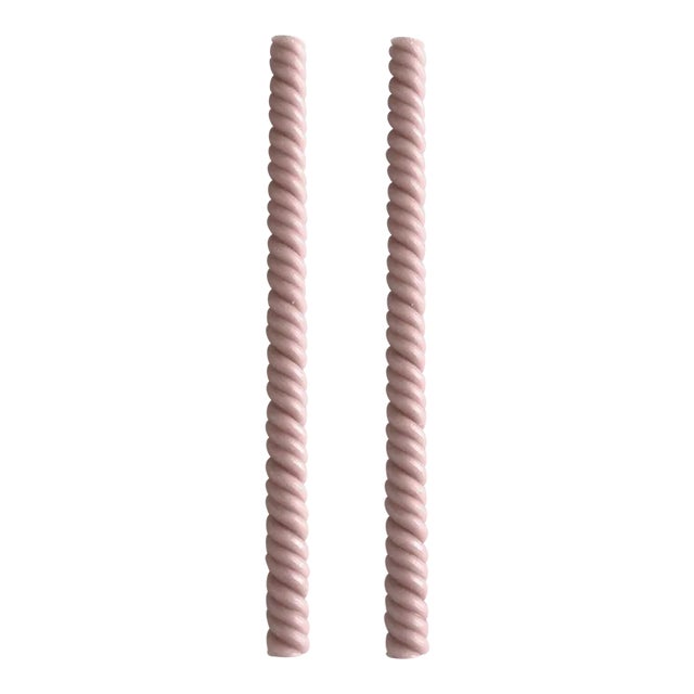 Helix Taper Beeswax Candles in Smoked Lilac - a Pair For Sale