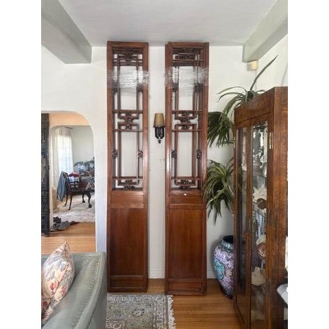 Early 20th Century Monumental Antique Chinese Elm Lattice Architectural Panels – 110” Tall (10 Available) For Sale - Image 5 of 9