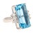 Art Deco Gia Certified 16.70 Carat Aquamarine and Diamond Vintage Cocktail Ring Size 7 For Sale - Image 3 of 10