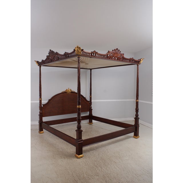 Traditional Maitland Smith George III Style King Size Mahogany Tester Canopy Bed For Sale - Image 3 of 18
