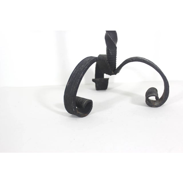 Mid-Century Modern 1960s Brutalist Mid Century Modern Wrought Iron Black Pillar Candleholder For Sale - Image 3 of 9